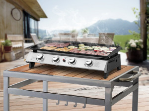 Plancha gas bbq gasgrill bakplaat 4 branders "Jolly" - 10 kW - Grijs 2