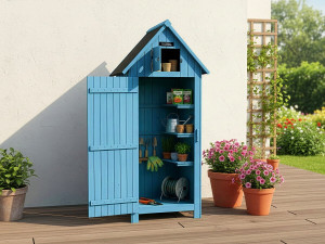 Tuinkast houten tuin berging "Cabanon" - 77 x 54,5 x 179 cm - Blauw hemelsblauw 2