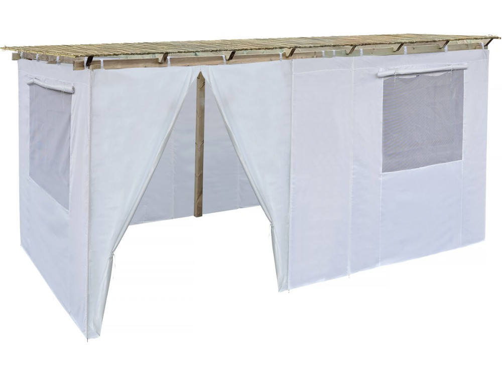 Houten Sukkah 3 x 5 m met stof - Kosher lemaehadrin - Skhah Niet inbegrepen