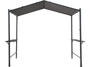 Pergola barbecue overkapping metaal aanbouw luifel zonwering - 277 x 149 cm - Antraciet