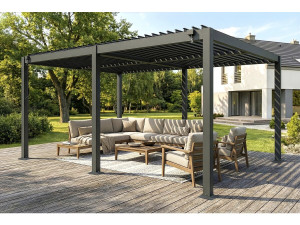 Zelfdragende aluminium bioklimatologische pergola "Kensington" - 3 x 5 m - Grijs 2