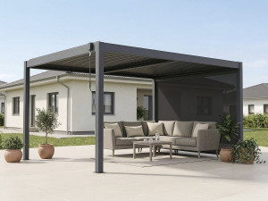 Bioclimatische pergola "Windsor premium" met led en aluminium zonnescherm - 3 x 4 m - Grijs 2