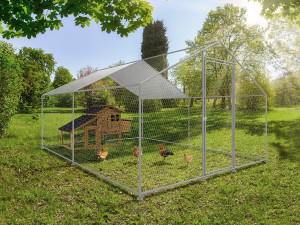 Kippenren 12 m² gaas hok 4 x 3 x 2 m gegalvaniseerd staal 2