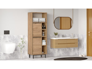 Houten badkamermeubel "ON10C" - 60 x 46 x 161 cm - Bruin 2