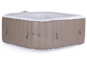 Opblaasbare jacuzzi spa vierkant pvc Monac - 6 zits - Taupe / Crème