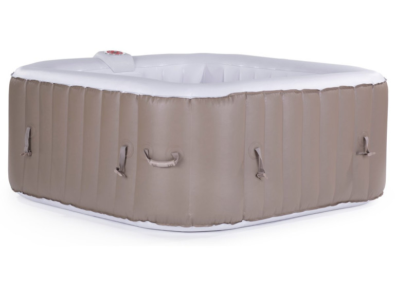 Opblaasbare jacuzzi spa vierkant pvc Monac - 6 zits - Taupe / Crème