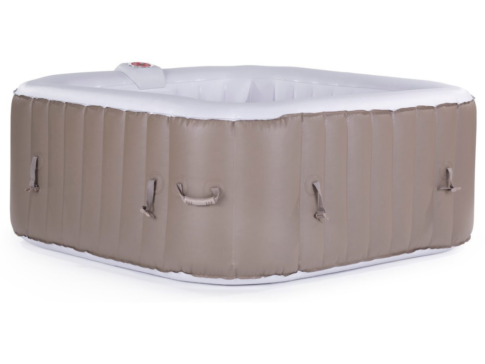 Opblaasbare jacuzzi spa vierkant pvc Monac - 6 zits - Taupe / Crème