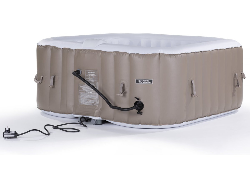 Opblaasbare jacuzzi spa vierkant pvc Monac - 6 zits - Taupe / Crème