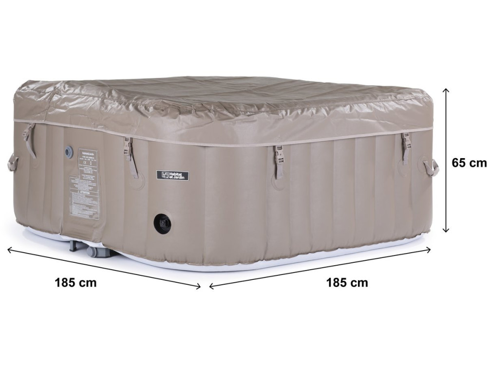 Opblaasbare jacuzzi spa vierkant pvc Monac - 6 zits - Taupe / Crème
