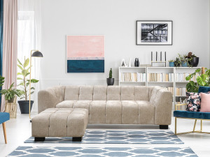 Bank 3 zits design chenille stoffen meubel "Foch" - Beige - lichtbruin 2