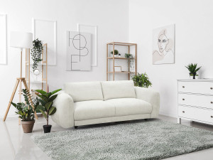 "Saint Germain S" Chenille Stof Rechte Bank - 3 Zits - Beige 2