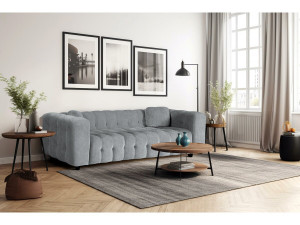 "Vendome" chenille stoffen rechte bank - 3-zits - Grijs 2