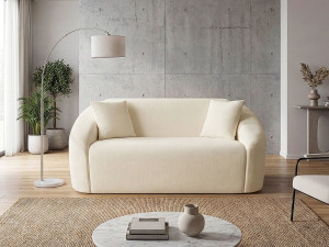 Stoffen rechte vaste bank "Ondine" - 2 zits - Beige 2