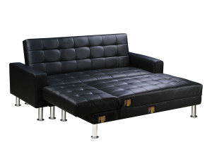 Hoekbank slaapbank meubel links of rechts bank "Theo" - 258 x 82/147 x 82 cm - 4 zits - Zwart 2