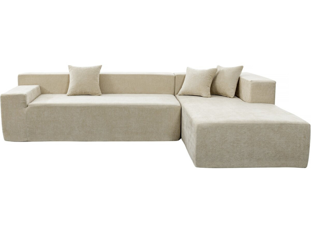 "Tessaro" hoekbank met structuurstof - 4-zits - Beige