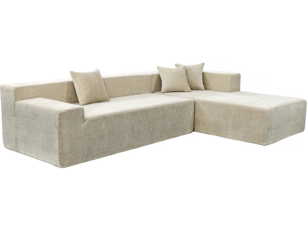 "Tessaro" hoekbank met structuurstof - 4-zits - Beige