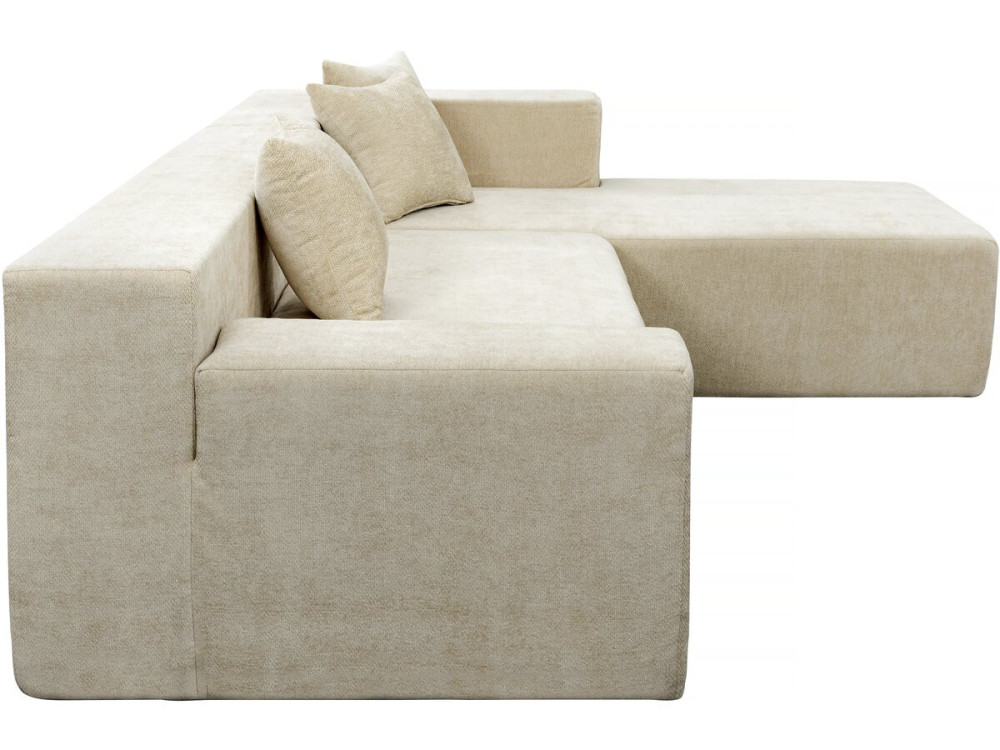 "Tessaro" hoekbank met structuurstof - 4-zits - Beige