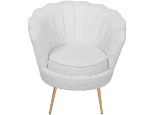 Stoel fauteuil bouclé stof "Floria" - 75 x 68 x 77,5 cm -  Wit 2