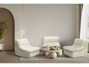 Chaise longue van structuurstof "Candela" - 81 x 96 x 75 cm - Beige 2
