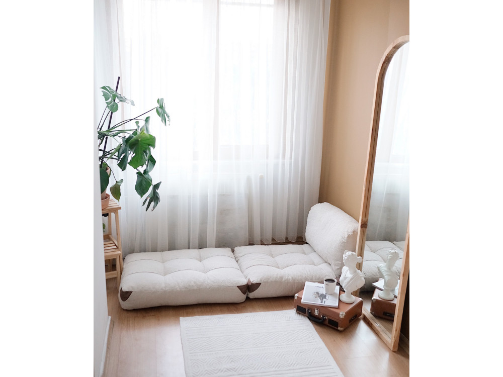Stoffen fauteuil-bed Fold - 80 x 60 x 70 cm - Crème