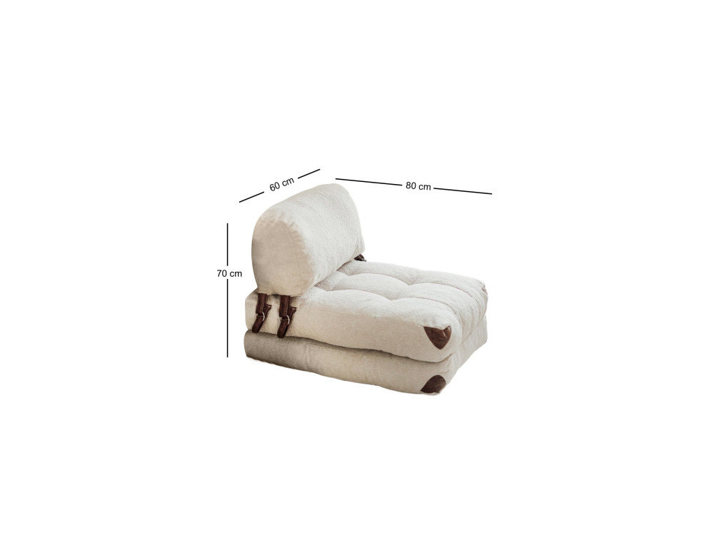 Stoffen fauteuil-bed Fold - 80 x 60 x 70 cm - Crème