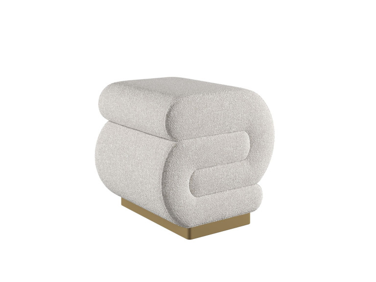 Houten poef Sally 40 x 42 x 42 cm - Crème