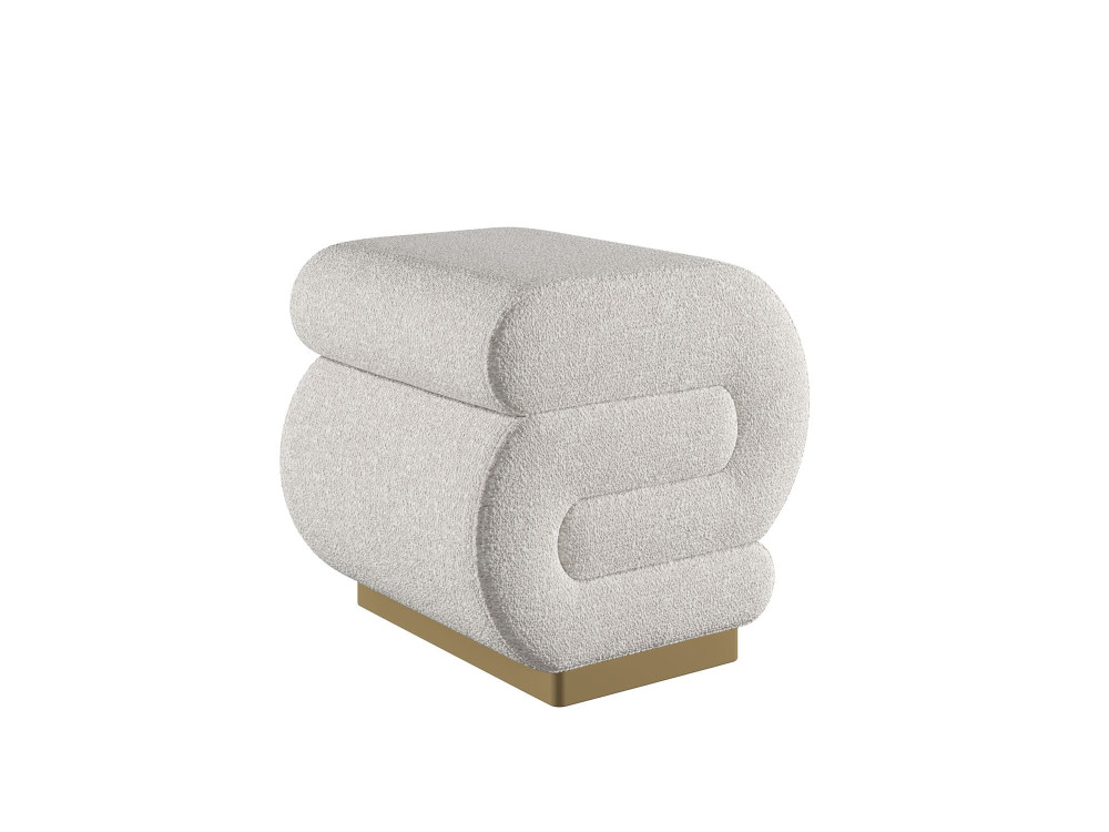 Houten poef Sally 40 x 42 x 42 cm - Crème
