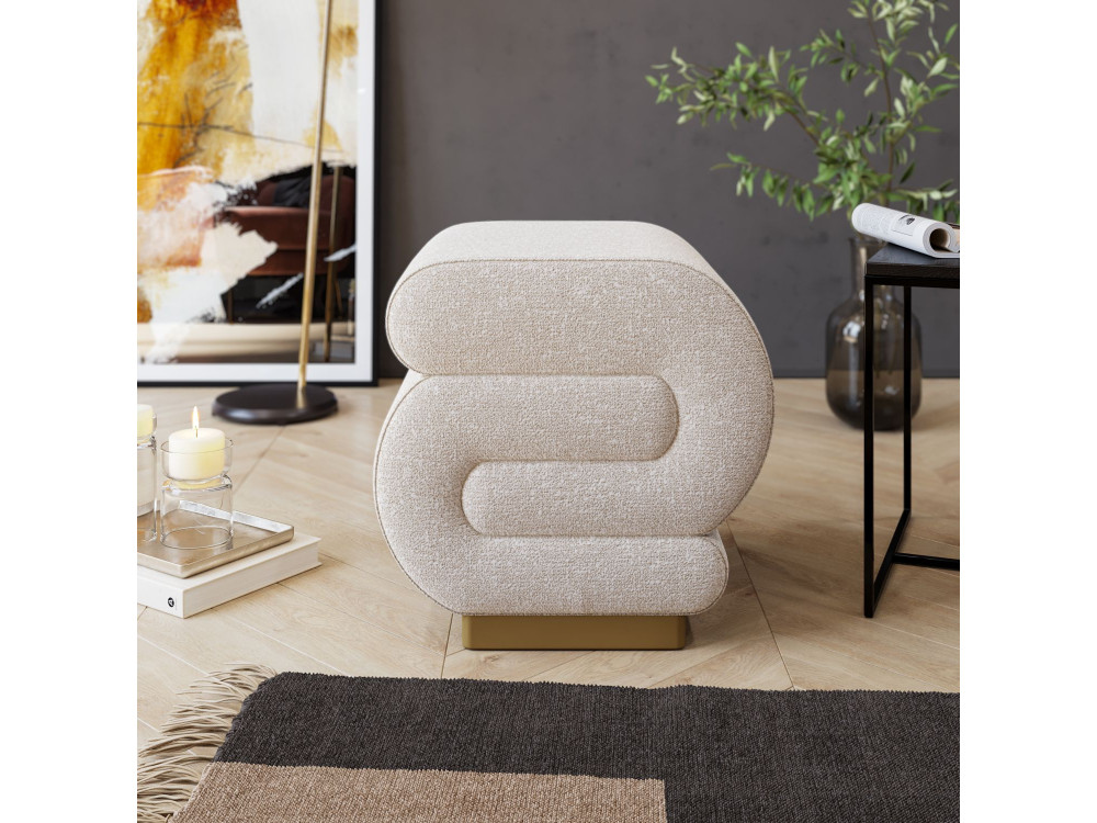 Houten poef Sally 40 x 42 x 42 cm - Crème