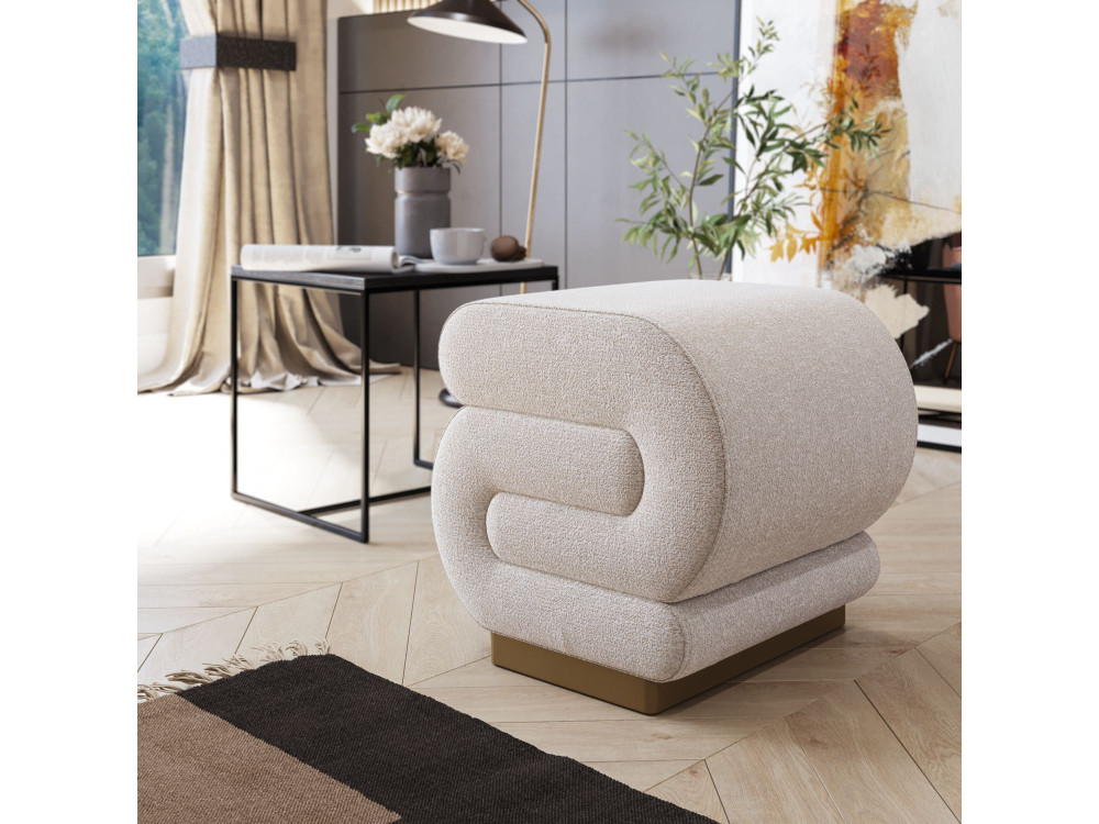 Houten poef Sally 40 x 42 x 42 cm - Crème