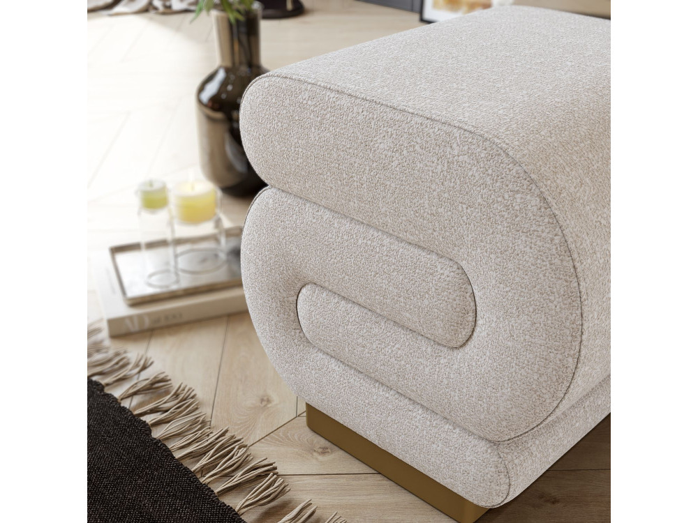 Houten poef Sally 40 x 42 x 42 cm - Crème
