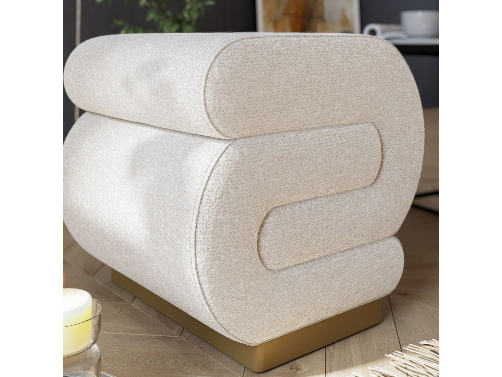 Houten poef Sally 40 x 42 x 42 cm - Crème