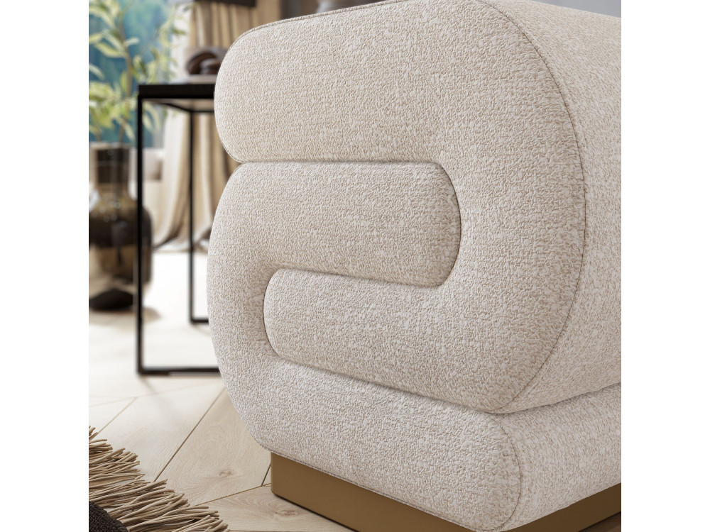 Houten poef Sally 40 x 42 x 42 cm - Crème