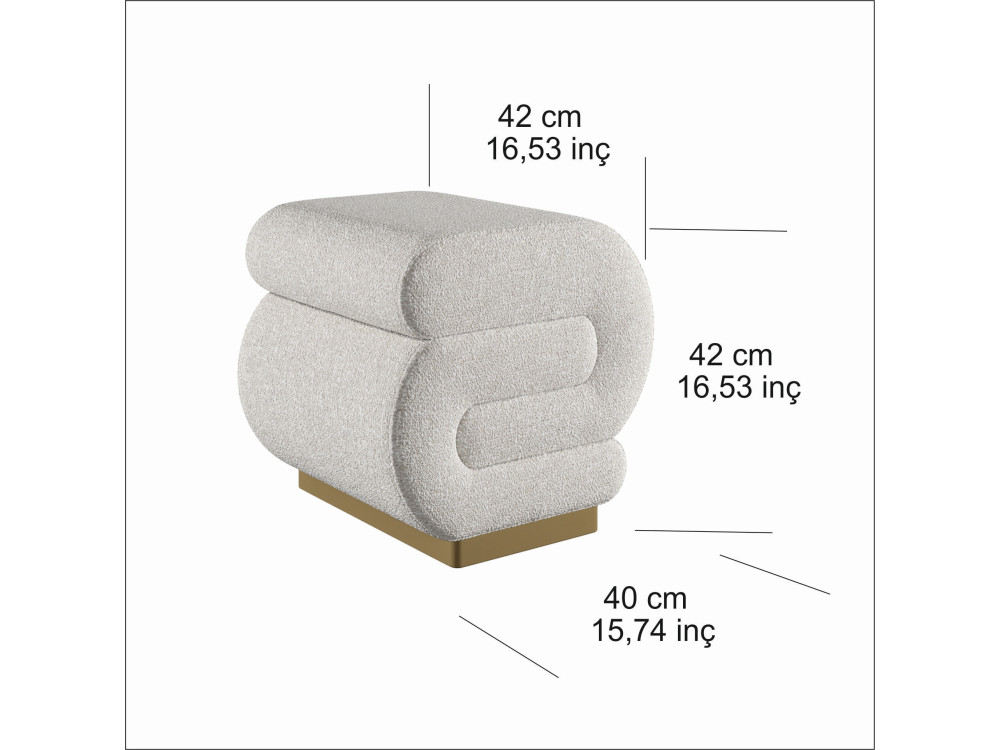 Houten poef Sally 40 x 42 x 42 cm - Crème