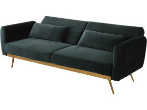 Slaapbank bankstel velours "Donia" - 203 x 81 x 83 cm - 3 zits - Groen Donkergroen