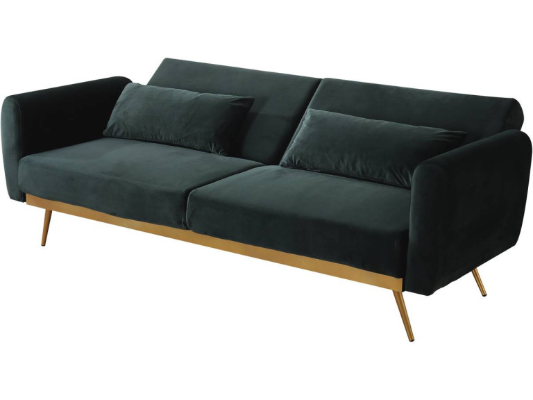 Slaapbank bankstel velours "Donia" - 203 x 81 x 83 cm - 3 zits - Groen Donkergroen