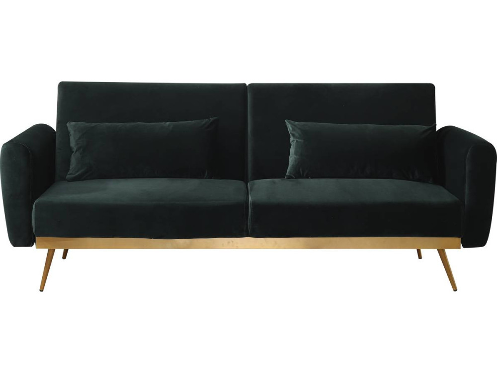 Slaapbank bankstel velours "Donia" - 203 x 81 x 83 cm - 3 zits - Groen Donkergroen