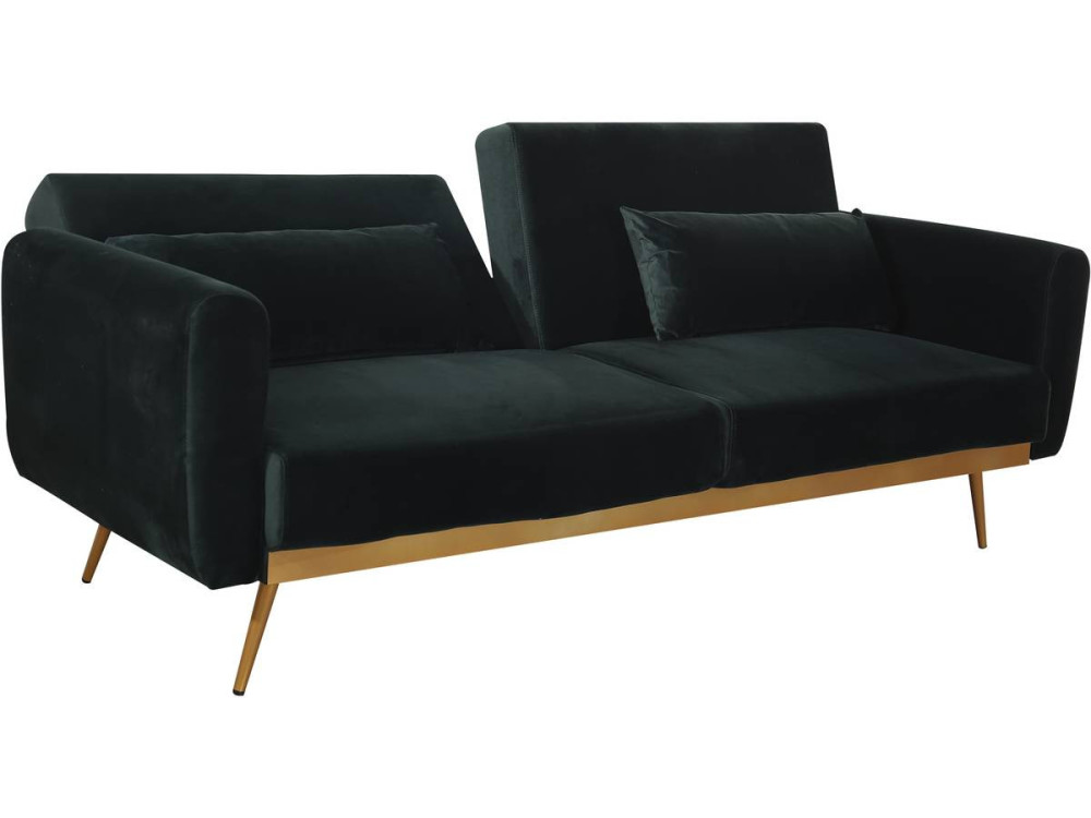 Slaapbank bankstel velours "Donia" - 203 x 81 x 83 cm - 3 zits - Groen Donkergroen