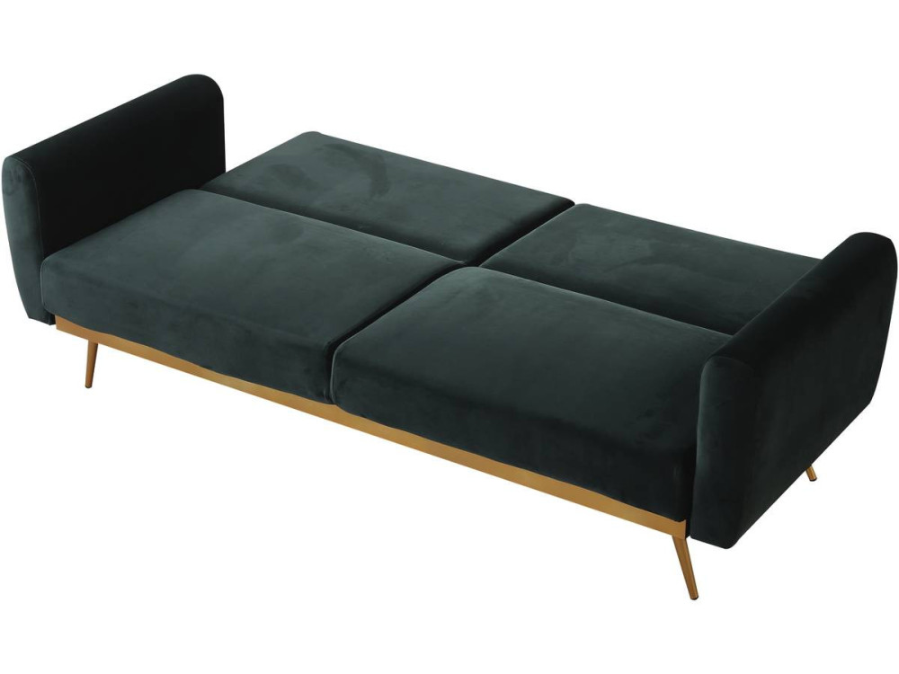 Slaapbank bankstel velours "Donia" - 203 x 81 x 83 cm - 3 zits - Groen Donkergroen
