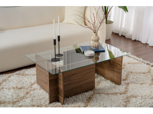 Houten salontafel "Vetrino" - 105 x 65 x 40 cm - Notelaar 2