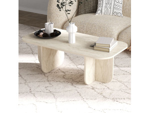 Houten salontafel "Becaj" - 120 x 60 x 41 cm - Travertin 2