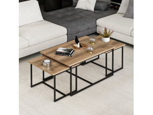 Levada" houten nesttafel (3 stuks) - 90 x 60 x 42 cm - Notenhout 2