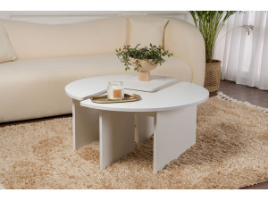 Houten salontafel "Moira" 90 x 90 x 41 cm - Natuurwit 2