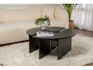 Houten salontafel "Moira" 90 x 90 x 41 cm - Zwart hout 2