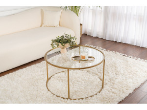 Metalen salontafel "Aurum" - 80 x 80 x 43 cm - Transparant Goud 2