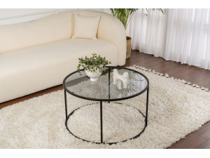 Metalen salontafel "Aurum" - 80 x 80 x 43 cm - Zwart Grijs 2