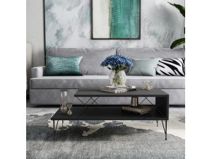 Houten salontafel "Loire" 100 x 50 x 40 cm - Antraciet 2