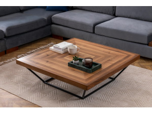 Cora" houten salontafel - 100 x 100 x 32 cm - Notelaar 2