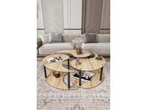 Houten salontafelset "Yin" 70 x 70 x 38 cm - Eik 2