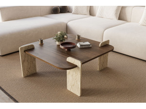 Afrolli" houten salontafel - 90 x 90 x 35 cm - Bruin 2