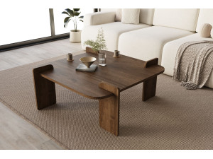 Woog" houten salontafel 90 x 90 x 35 cm - Notelaar 2